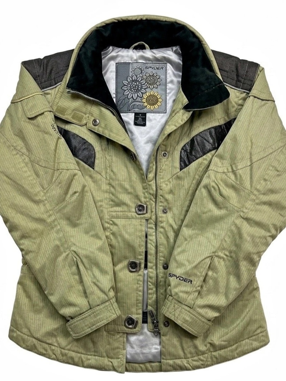 Vtg 90s Spyder Picabo Street Ski Jacket Sunflower Ladies US 10 Gorpcore Green
